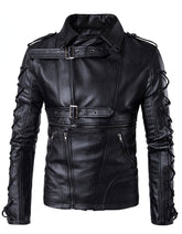 Men's Genuine Leather Biker Jacket Black -  -  - Trippprs